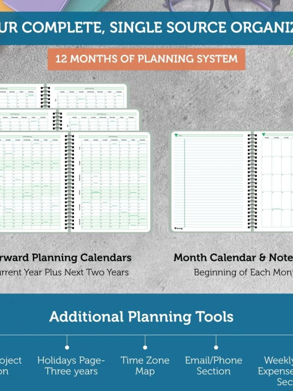 Spiral Bound January-December 2026/ Calendar Year 6 3/4" x 8 1/2" Medium 3-Tier - Picture 5 of 6